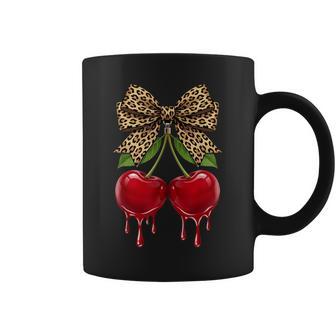 Cherry Leopard Coquette Bow Cute Cherries Fruits Coffee Mug - Thegiftio UK