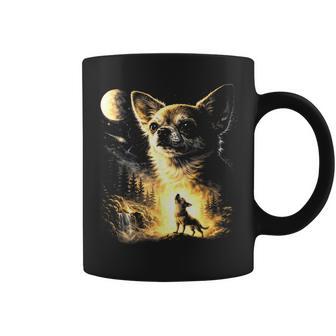 Chihuahua Howling To The Moon Vintage 90S Dog Coffee Mug - Monsterry