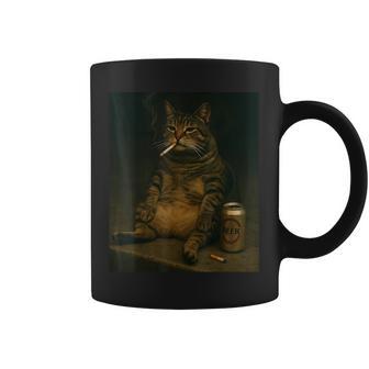 Cigarette Cat Smoking Kitten Beer Meme Stupid Brainrot Coffee Mug - Thegiftio UK