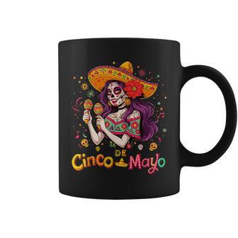 Cinco De Mayo Beautiful Purple Hair Skeleton Girl Coffee Mug - Thegiftio UK