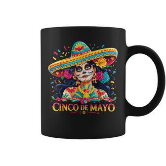 Cinco De Mayo Skull With Sombrero Girls Coffee Mug - Thegiftio UK
