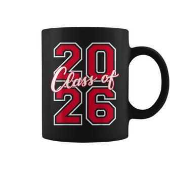 Class Of 2026 Graduation Red With White Varsity Letters Coffee Mug - Thegiftio UK