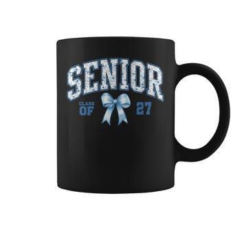 Class Of 2027 Senior 27 Coquette Bow Toile Floral Graduation Coffee Mug | Seseable UK