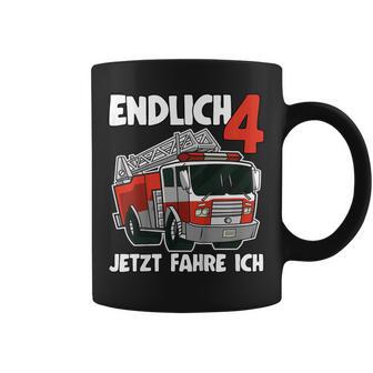 Coche De Bomberos Para 4 Cumpleaños Para Niños Taza de café - Regaloses
