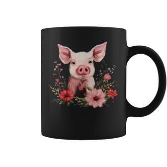 Cochonintage Fleurs Drôle Mignon Ferme Animaux Fermier Tasse - Cadeauxyz