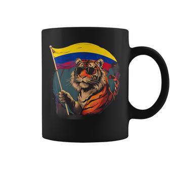 Colombian Roots Orgullo Colombiano Bandera Colombia Tigre Taza de café - Regaloses