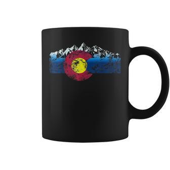 Colorado Flag Mountains Distressed Vintage Style Graphic Coffee Mug - Thegiftio UK