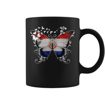 Con Bandera De Paraguay Con Estampado De Mariposas Taza de café - Regaloses