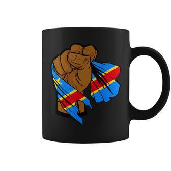 Congo Flag Republic Of Congo Drc Handfist Congolese Roots Coffee Mug - Thegiftio UK