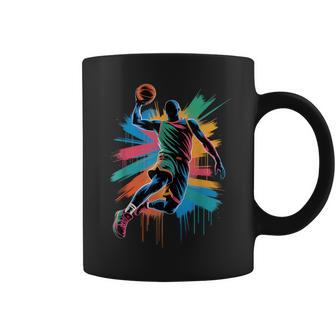 Cool Drip Basketball Slam Dunk Colorful Dunking Silhouette Coffee Mug - Thegiftio UK