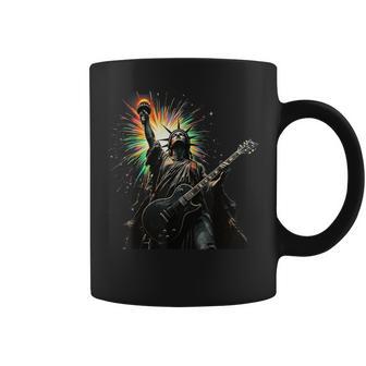 Cool Patriotic 4Th Of July Statue Of Liberty Playing Guitar Coffee Mug - Thegiftio UK