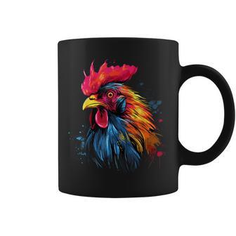 Cool Rooster On Colorful Painted Rooster Coffee Mug - Thegiftio UK