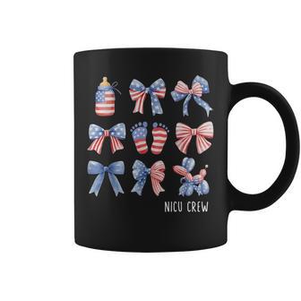 Coquette Bow Cute Feet Usa Flag Nicu Crew Nurse 4Th Of July Coffee Mug - Thegiftio UK