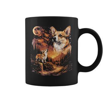 Corgi Howling To The Moon Vintage 90S Dog Coffee Mug - Monsterry
