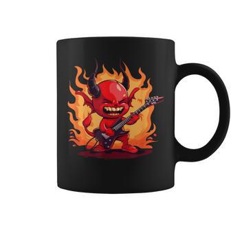 Costume De Diable Brûlant À Bascule Avec Guitare Cool Et Flammes Tasse - Cadeauxyz