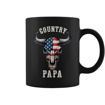 Country Papa Usa Flag Western Music Cowboy Rodeo Fathers Day Coffee Mug - Monsterry