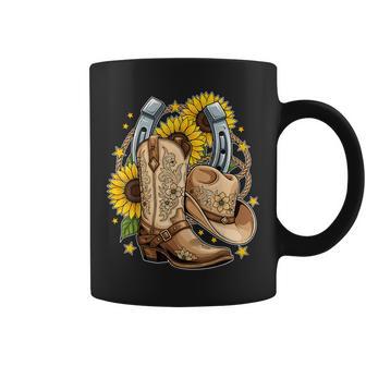 Cowboy Boots Hat Sunflowers Western Rodeo Coffee Mug - Thegiftio UK