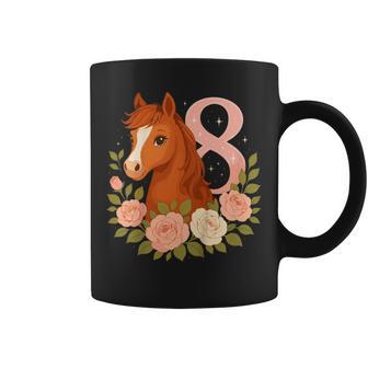 Cumpleaños Número 8 Niña Caballo Poni Y Cumpleaños De Niña De 8 Años Taza de café - Regaloses