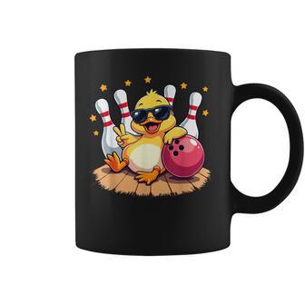 Cute Duck With Sunglasses Duck Playing Bowling For Women Coffee Mug - Thegiftio UK