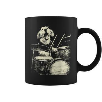 Cute Golden Retriever Playing Drums Music Dog Drummer Coffee Mug - Thegiftio UK