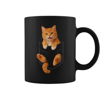 Cute Orange Tabby Cat Pocket Cat Dad Mom Animal Lover Coffee Mug | Seseable UK