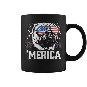 Cute Patriotic Pug Dog Merica 4Th Of July Dog Lover Coffee Mug - Thegiftio UK