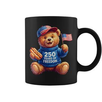 Cute Patriotic Teddy Bear 250 Years Of Freedom 4Th Of July Coffee Mug - Monsterry