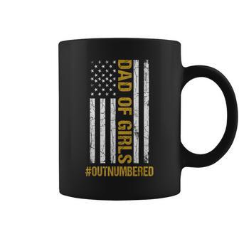 Dad Of Girls Outnumbered Fathers Day American Flag Coffee Mug - Thegiftio UK