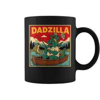 Dadzilla Fishing Dinosaur Father And Son Retro Coffee Mug - Thegiftio UK