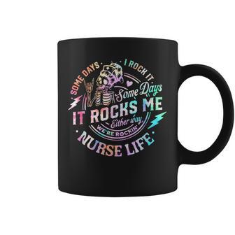 Some Days I Rock It Some Days It Rocks Me Tie Dye Nurse Life Coffee Mug - Thegiftio UK