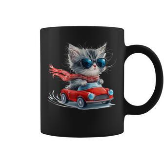 Diseño De Amante De Los Gatos Lindo Gato Conduciendo Un Taza de café - Regaloses
