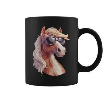 Diseño De Caballo Con Gafas Deol Caballo Pony Taza de café - Regaloses