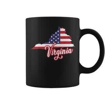 Diseño De Mapa Deirginia De La Bandera De Estados Unidos Para Los Orgullososirginianos In Mangas Taza de café - Regaloses