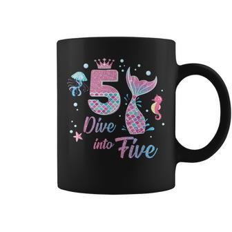 Dive Into Five Party Decorations 5 Year Old Mermaid Birthday Coffee Mug - Thegiftio UK