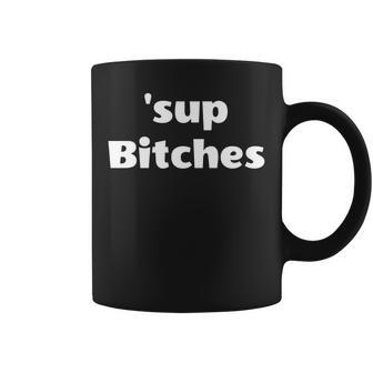 Divertida Arcástica Con Texto En Inglésup Bitches Manga Larga Taza de café - Regaloses