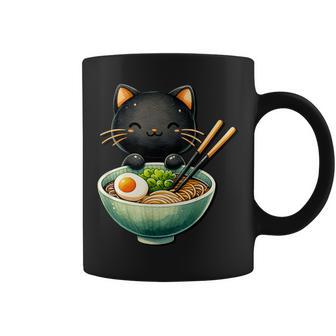 Divertida Con Estampado De Ramen De Gato Japonés Anime Kawaii Gato Taza de café - Regaloses