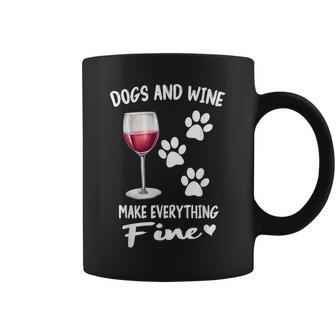 Dog And Wine Make Everything Fine Drinker Wine Puppy コーヒーマグ - Kawaiitshirt