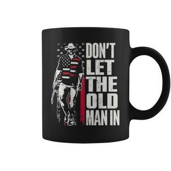 Don't Let The Old Man In Vintage American Flag On Back Coffee Mug | Mazezy