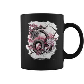 Dragon Japon Fleurs De Cerisier Japonais Néon Fleurs Tasse - Cadeauxyz