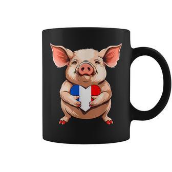 Drapeau De La France Cochon Français Coeur Fierté Française Racines Françaises Tasse - Cadeauxyz