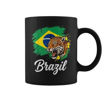 Drapeau Du Brésil Et Jaguar Puissant Tasse - Cadeauxyz