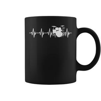 Drums Heartbeat ドラマー&パーカッショニスト音楽愛好家向け コーヒーマグ - Kawaiitshirt