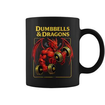 Dumbbells And Dragons Gym Nerd Deadlifts Dragons Rpg Workout Coffee Mug - Thegiftio UK