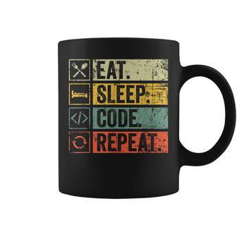 Eatleep Code Repeat Coder Programador Retrointage Taza de café - Regaloses