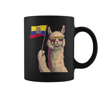 Ecuadorian Roots Llama Sunglass Ecuadorian Flag Ecuador Coffee Mug - Thegiftio UK