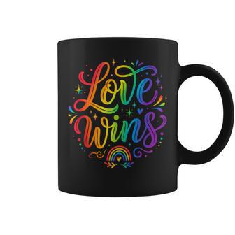 El Amor Gana El Orgullo Gay Lgbtq Igualdad Aliado Rainbow In Mangas Taza de café - Regaloses