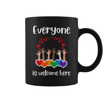 Everyone Is Welcome Here Inclusion Diversity Rainbow Lgbtq Coffee Mug - Thegiftio UK