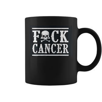 F Cancer Skull And Crossbones Skeleton Breast Cancer Coffee Mug - Thegiftio UK
