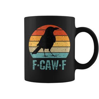 F-Caw-F Black Crow Black Bird Retro Sunset Vintage F-Caw-F Coffee Mug - Thegiftio UK