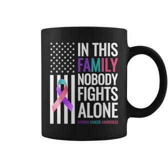 In This Family Nobody Fights Alone Thyroid Cancer Awareness Coffee Mug - Thegiftio UK